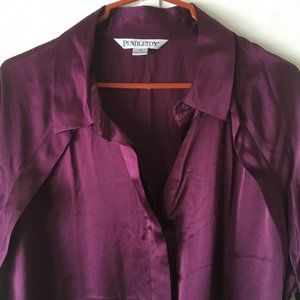 Short sleeve purple silk blouse top Pendleton brand size 12